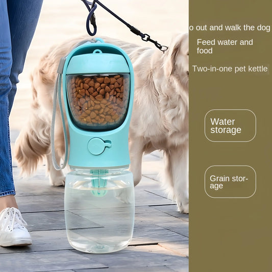 Portable Pet Water Bottle & Food Container – Travel Feeder for Dogs & Cats.