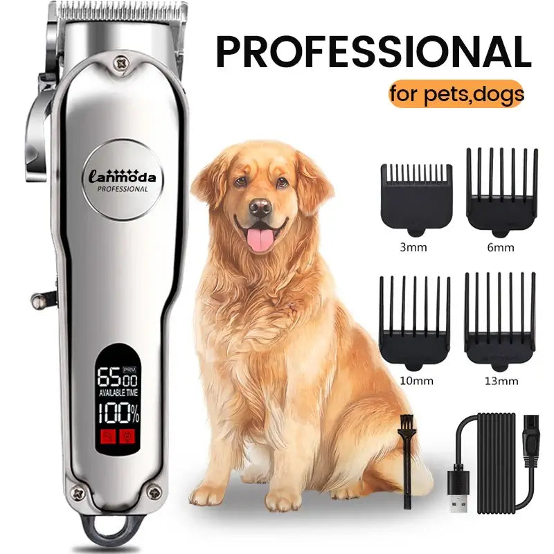 Professional Dog Hair Clipper All Metal Rechargeable Pet Trimmer Cat Shaver Cutting Machine Puppy Grooming Haircut Low Noice.