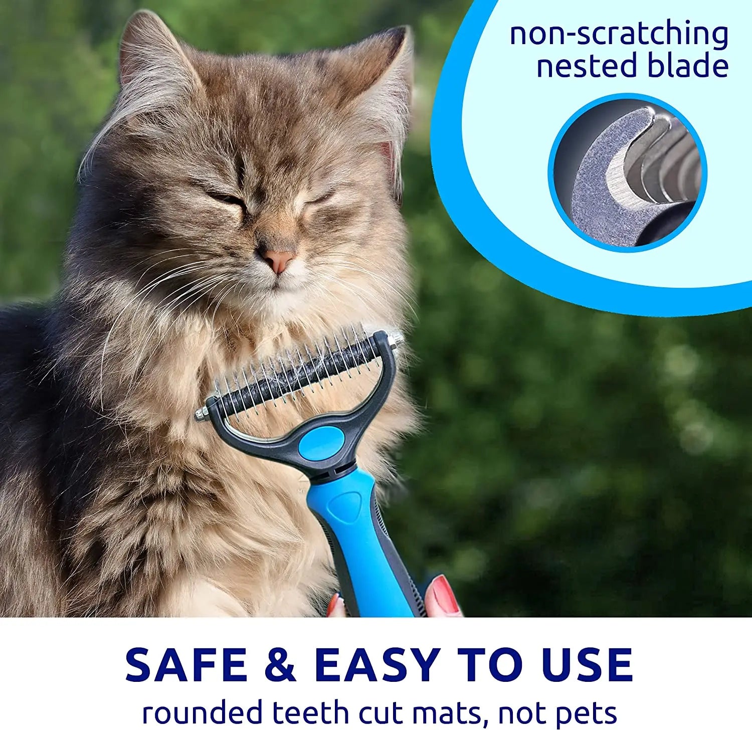 Pet Deshedding Brush - Double-Sided Undercoat Rake for Dogs & Cats - Shedding Comb and Dematting Tool for Grooming, Extra Wide.