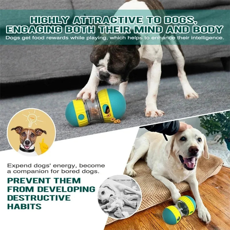 Dog Toy Tumbler Leaky Food Ball Elliptical Track Rolling Ball Slowly Feeding Protects Stomach Increase Intelligence Pet Supplies.