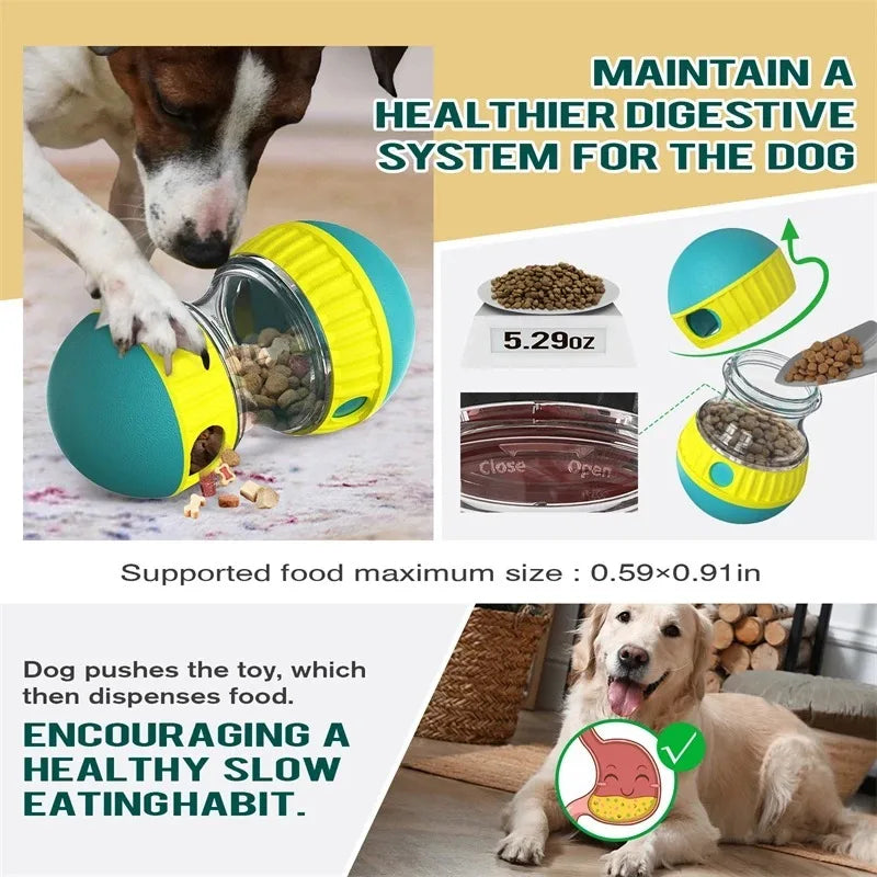 Dog Toy Tumbler Leaky Food Ball Elliptical Track Rolling Ball Slowly Feeding Protects Stomach Increase Intelligence Pet Supplies.