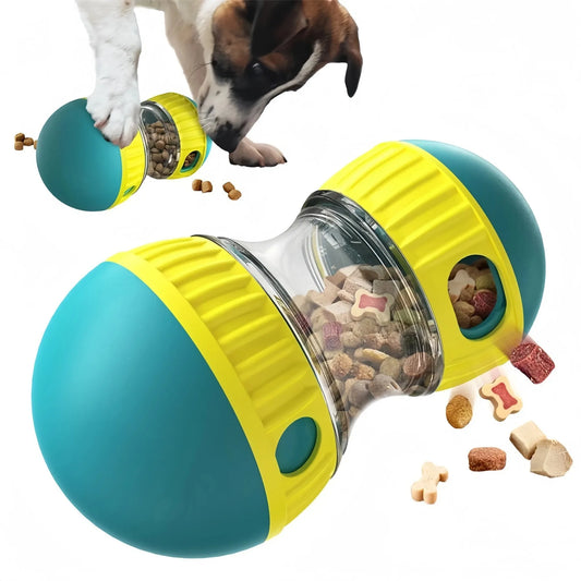 Dog Toy Tumbler Leaky Food Ball Elliptical Track Rolling Ball Slowly Feeding Protects Stomach Increase Intelligence Pet Supplies.