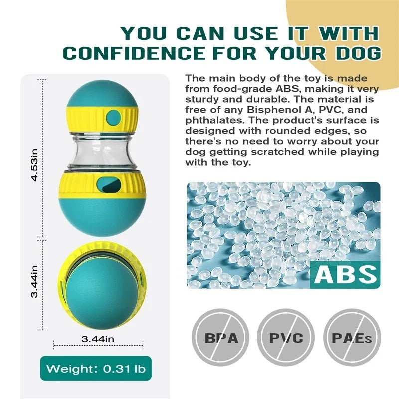 Dog Toy Tumbler Leaky Food Ball Elliptical Track Rolling Ball Slowly Feeding Protects Stomach Increase Intelligence Pet Supplies.
