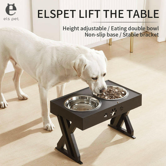 Adjustable Stainless Steel Pet Feeder Bowl – Folding Elevated Dog & Cat Bowl - Firstpetcentral