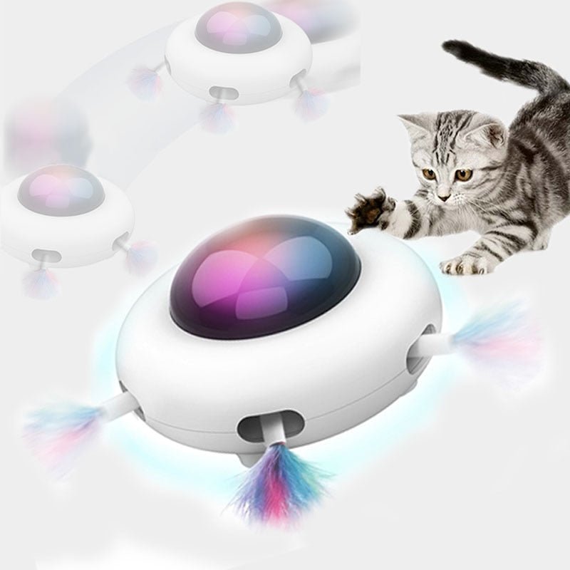 Automatic Cat Feather Teaser Toy - Interactive Electric UFO Toy - Firstpetcentral