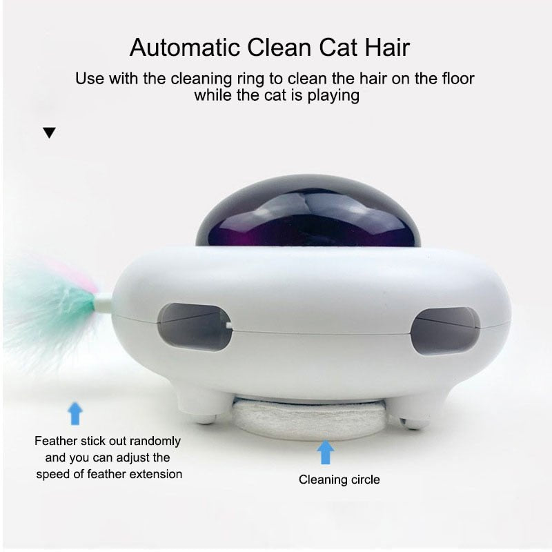 Automatic Cat Feather Teaser Toy - Interactive Electric UFO Toy - Firstpetcentral