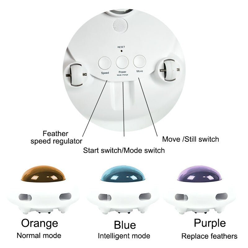 Automatic Cat Feather Teaser Toy - Interactive Electric UFO Toy - Firstpetcentral