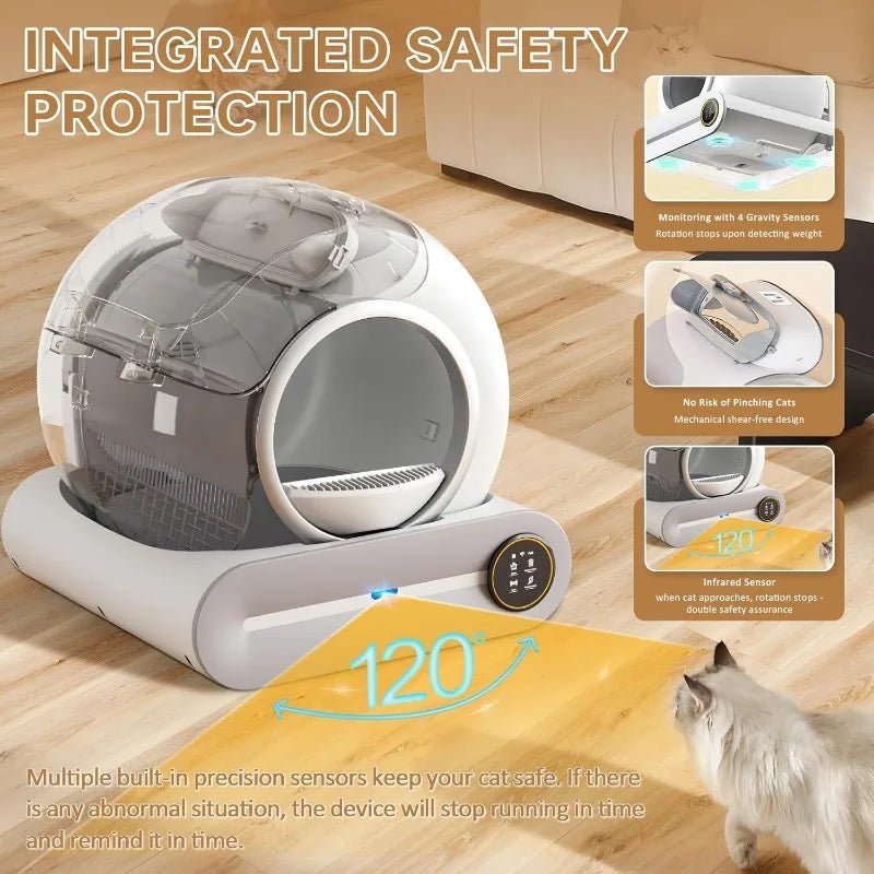 Automatic Cat Litter Box Self Cleaning For Multiple Cats, 65L+9L Robot, 3 Rolls Garbage Bags - Firstpetcentral