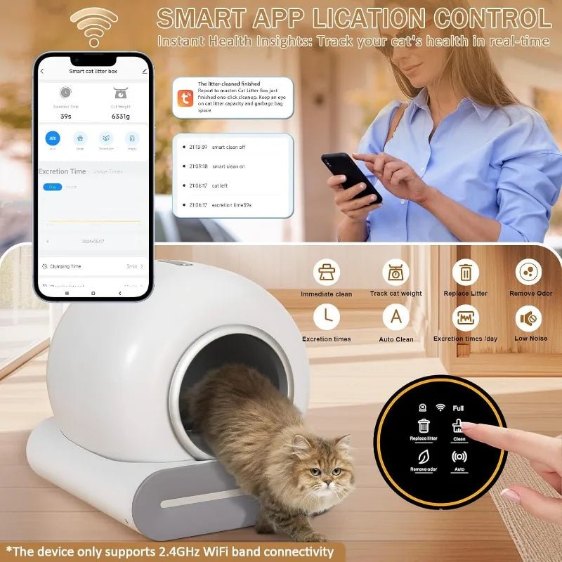 Automatic Cat Litter Box Self Cleaning For Multiple Cats, 65L+9L Robot, 3 Rolls Garbage Bags - Firstpetcentral