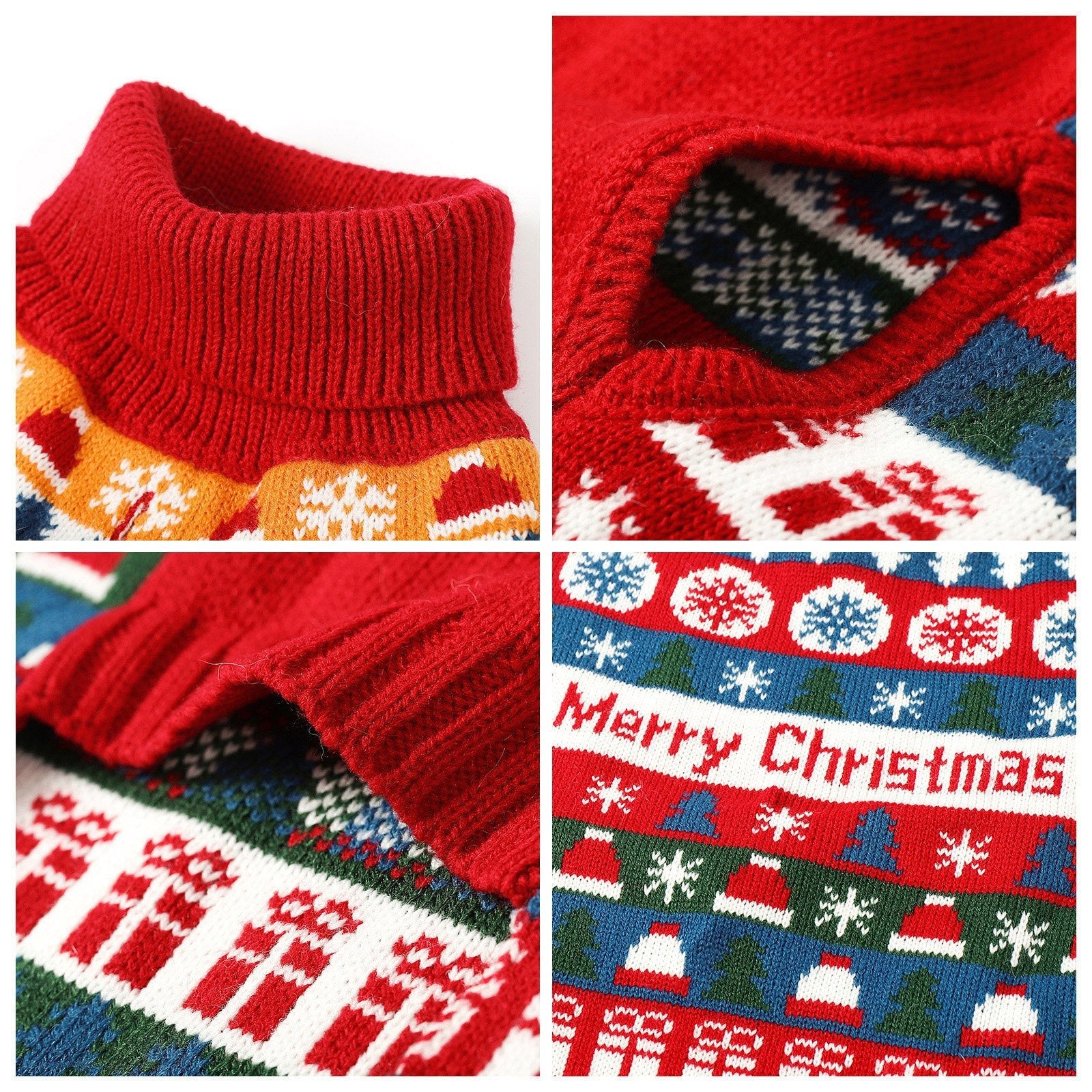 Autumn Pet Christmas Acrylic Sweater Red - Firstpetcentral