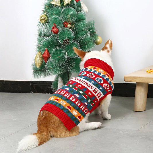 Autumn Pet Christmas Acrylic Sweater Red - Firstpetcentral