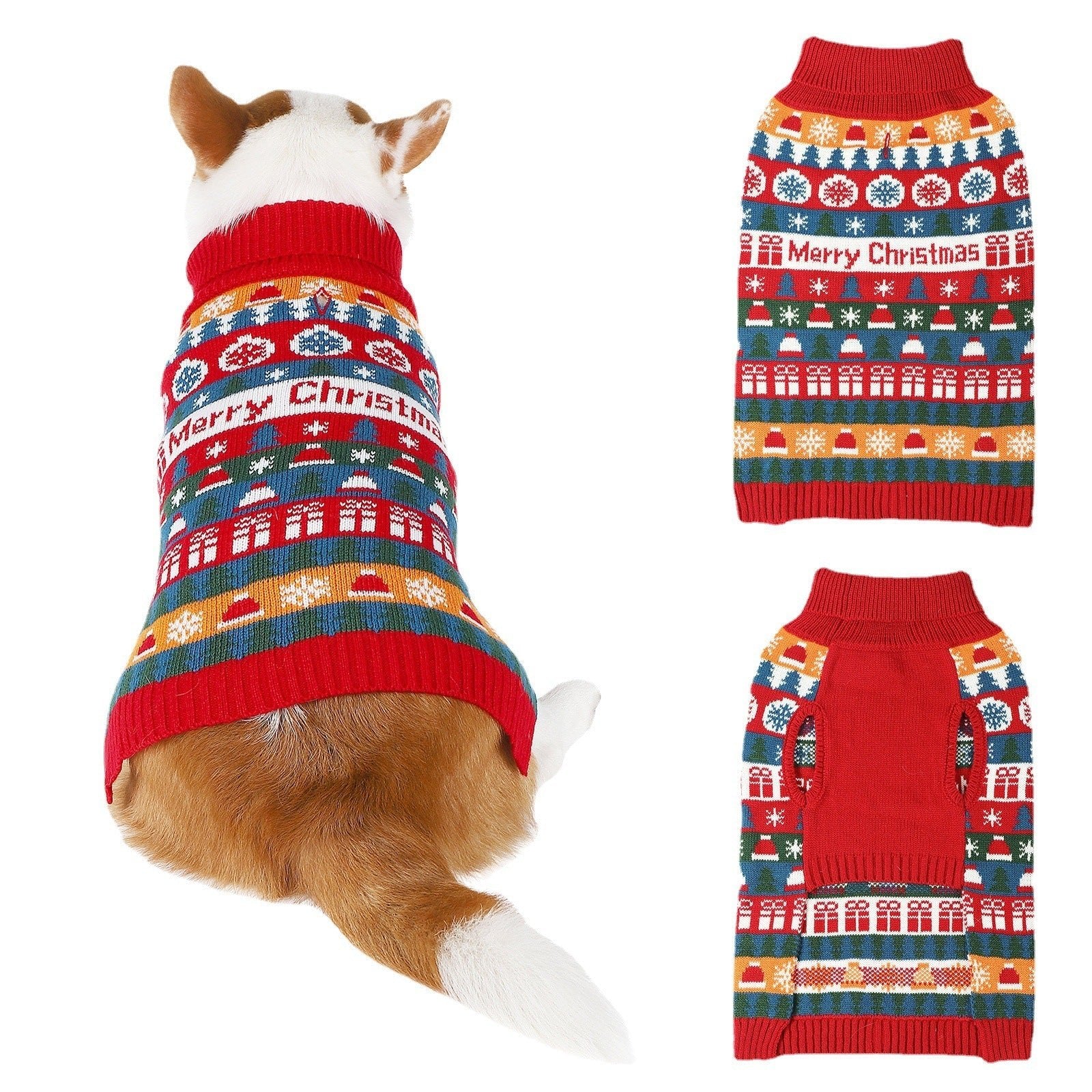 Autumn Pet Christmas Acrylic Sweater Red - Firstpetcentral