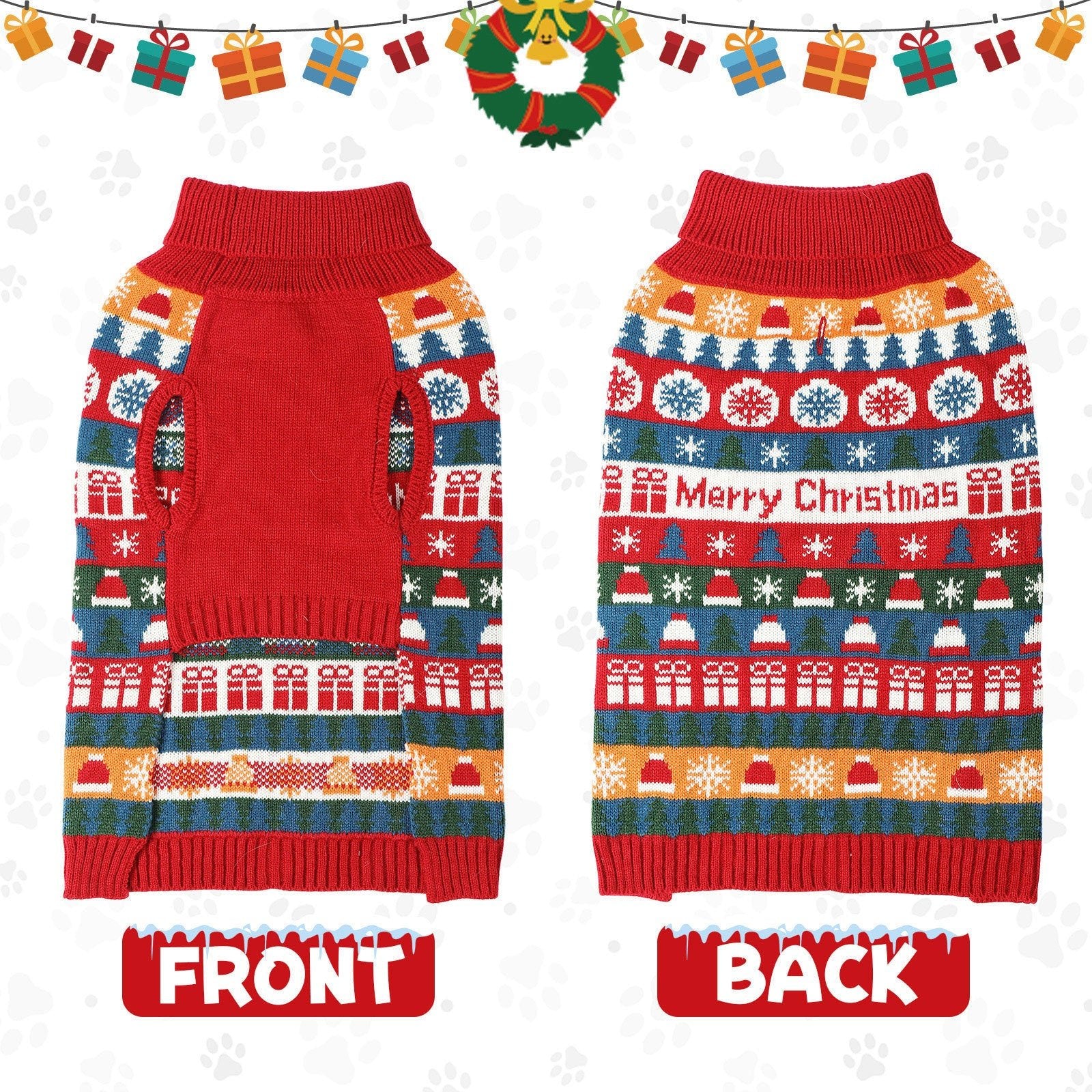 Autumn Pet Christmas Acrylic Sweater Red - Firstpetcentral