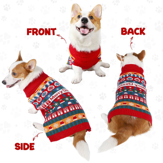 Autumn Pet Christmas Acrylic Sweater Red - Firstpetcentral