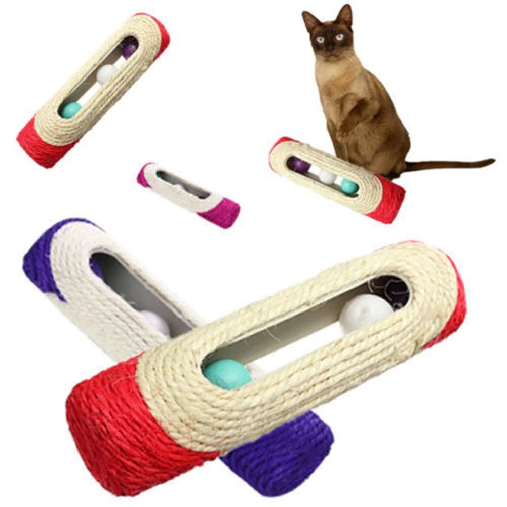 Cat Toy Pet Cat Kitten Kitty Toy Rolling Sisal Scratching Post with Trapped Ball Training Toys for Cat Pet Products Cat Toys - Firstpetcentral