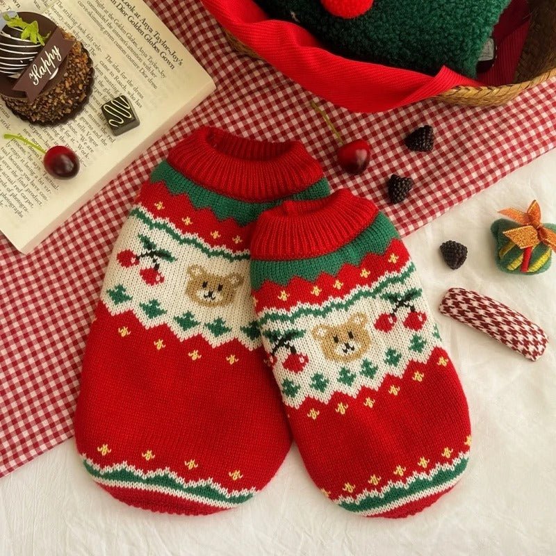 Christmas Cherry Pet Sweater Clothes Warm - Firstpetcentral