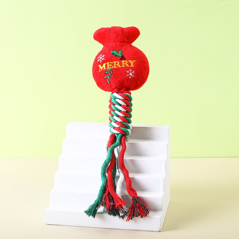 Christmas Cotton Rope Pet Plush Toy Teeth Grinding and Durable - Firstpetcentral