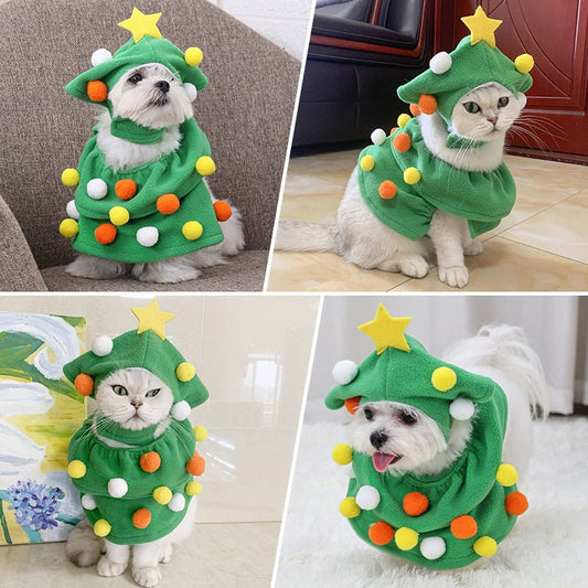 Christmas Pet Costume Funny Christmas Tree Clothes Dogs And Cats - Firstpetcentral
