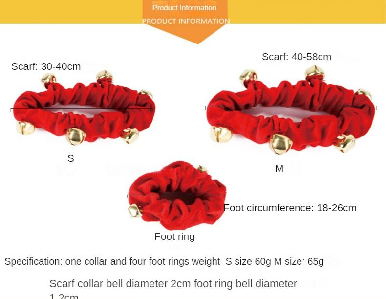 Christmas Pet Ring Bell Decorative Set Holiday Dressing Dog Neck Fringe with Foot Cover Bell Set; dog collar; cat collar - Firstpetcentral