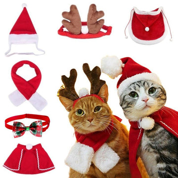 Christmas Pet Scarf Hat Cloak Pet Costume - Firstpetcentral
