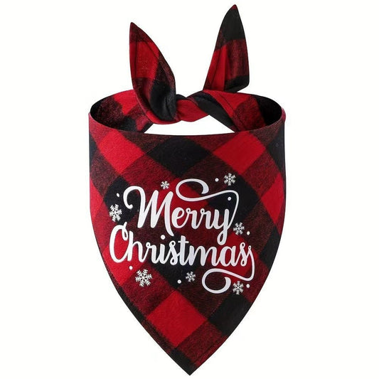 Christmas Pet Triangular Scarf Plaid - Firstpetcentral