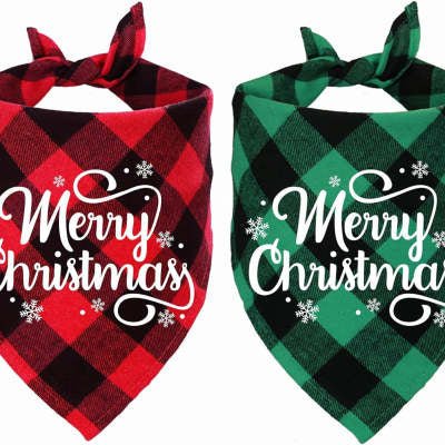 Christmas Pet Triangular Scarf Plaid - Firstpetcentral