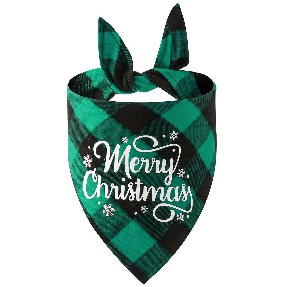 Christmas Pet Triangular Scarf Plaid - Firstpetcentral