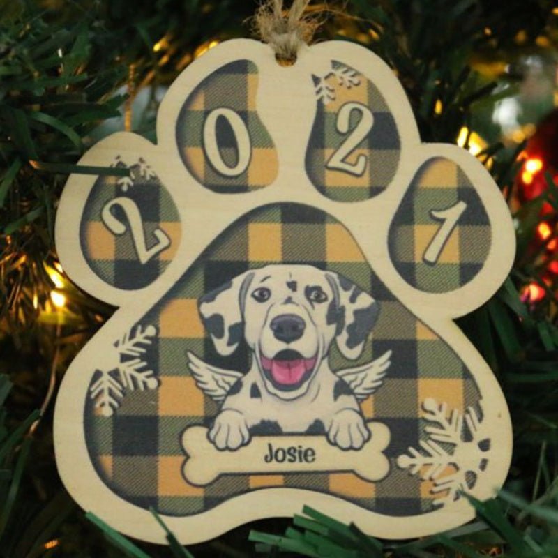 Colorful Wooden Pendant Pet Dog Paw DIY Christmas Tree Decoration - Firstpetcentral