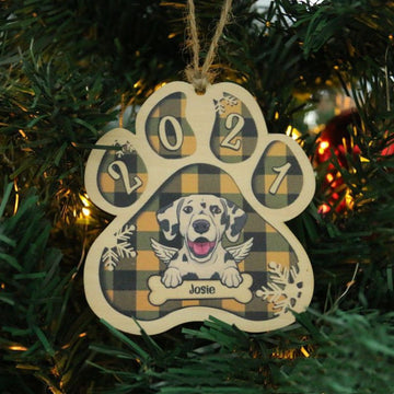 Colorful Wooden Pendant Pet Dog Paw DIY Christmas Tree Decoration - Firstpetcentral