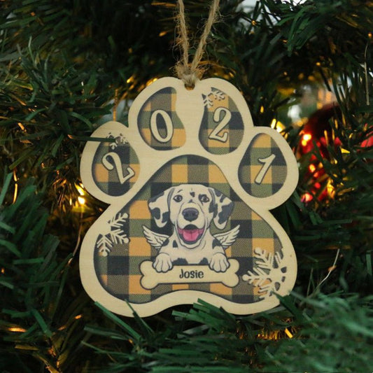 Colorful Wooden Pendant Pet Dog Paw DIY Christmas Tree Decoration - Firstpetcentral