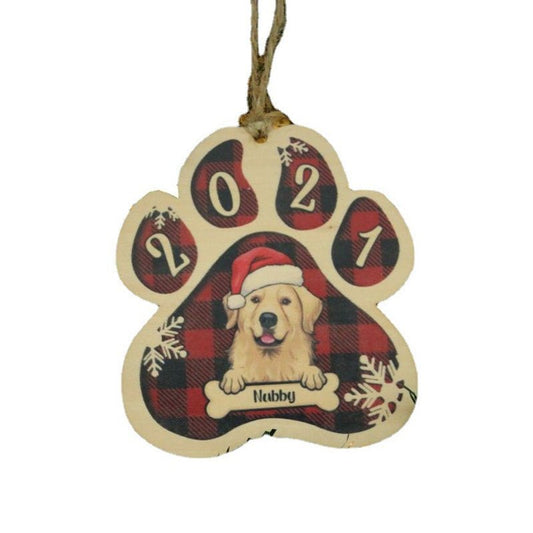 Colorful Wooden Pendant Pet Dog Paw DIY Christmas Tree Decoration - Firstpetcentral