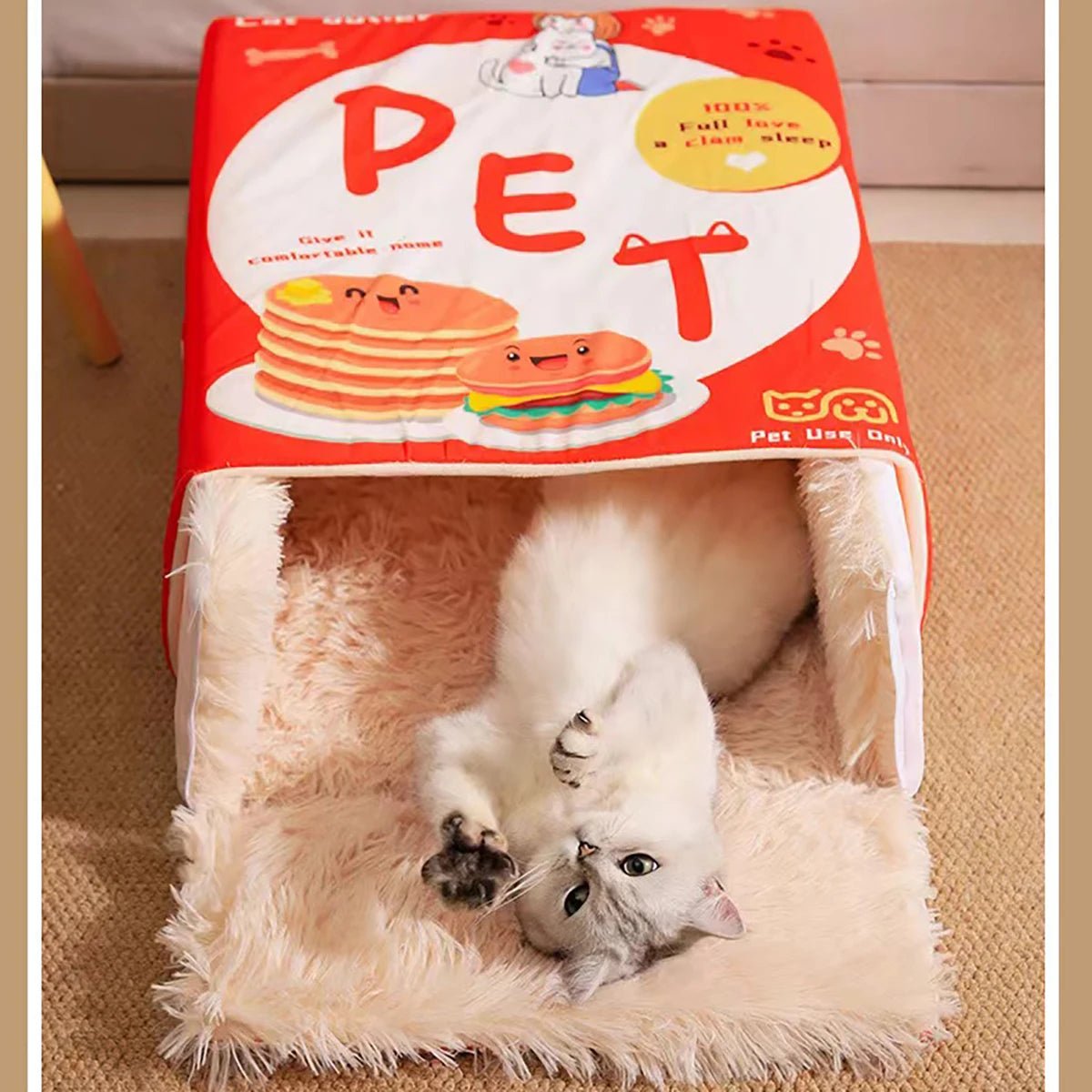 Cozy Enclosed Cat Bed with PullOut Treat Box - Firstpetcentral