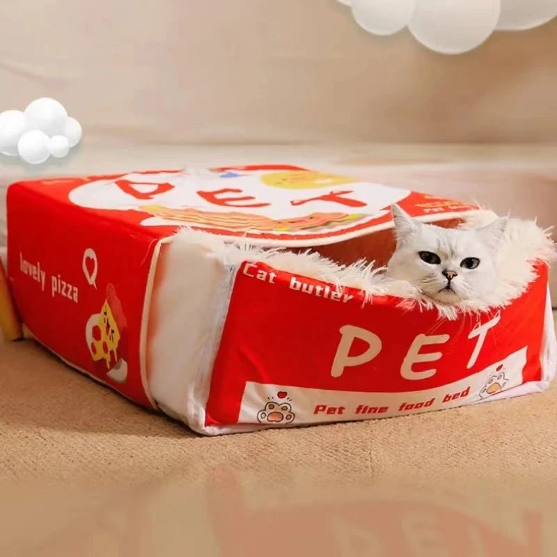 Cozy Enclosed Cat Bed with PullOut Treat Box - Firstpetcentral