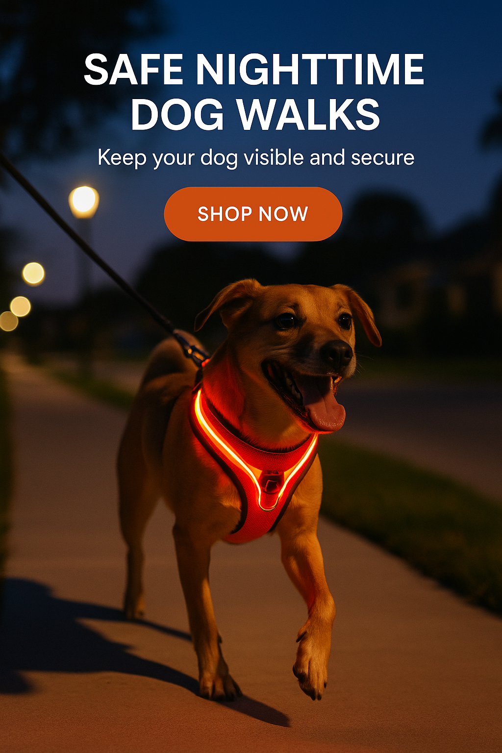 Practical Luminous Pet LED Harness Breathable Rechargeable Dog Traction Harness Waterproof Dog Vest Night