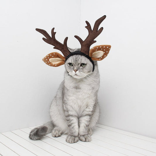 Cute Plush Pet Christmas Antler Headband - Firstpetcentral