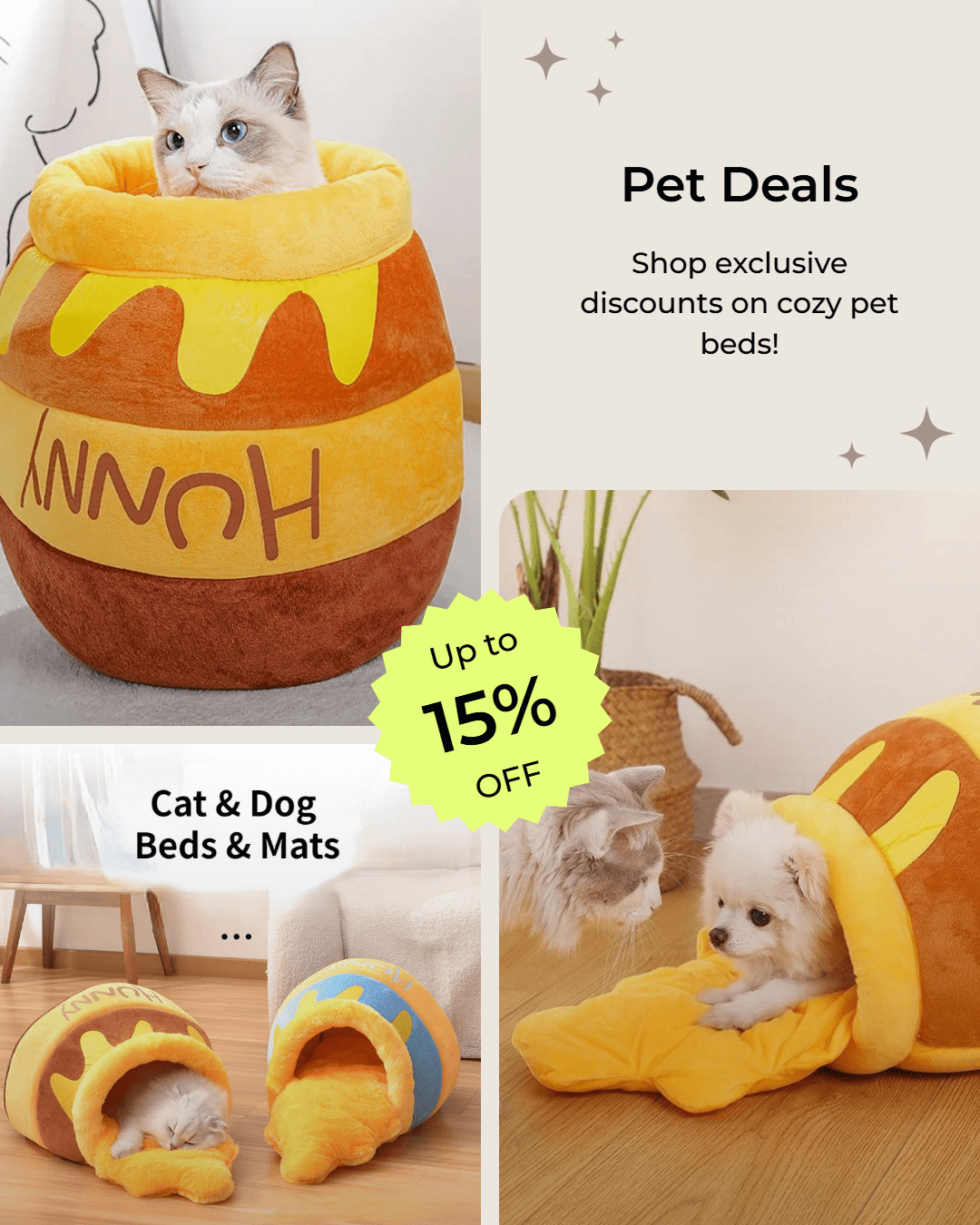 Disney Winnie The Pooh Pet Nest Cartoon Stuffed Cat Beds Dogs Sleepping Mats Winter Warm thicken Canned Honey Pets House Caves - Firstpetcentral