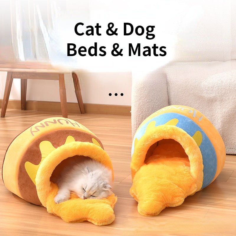 Disney Winnie The Pooh Pet Nest Cartoon Stuffed Cat Beds Dogs Sleepping Mats Winter Warm thicken Canned Honey Pets House Caves - Firstpetcentral