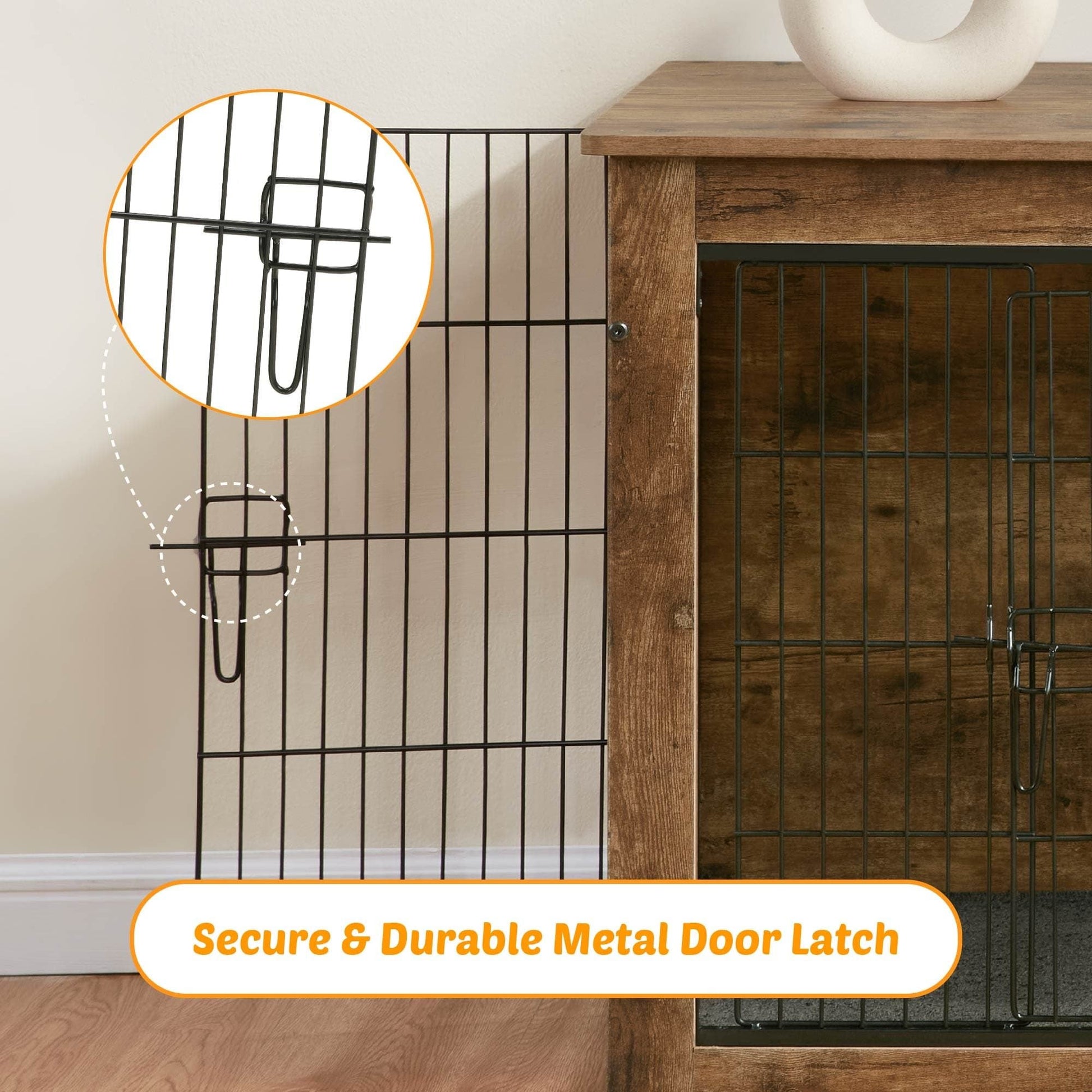 Dog Kennel Furniture, Wooden Dog Crate End Table, Heavy Duty Dog Crate, Decorative Pet Crate Dog Cage for Large Indoor Use (Rustic Brown) 27" L×20" W×23"H - Firstpetcentral