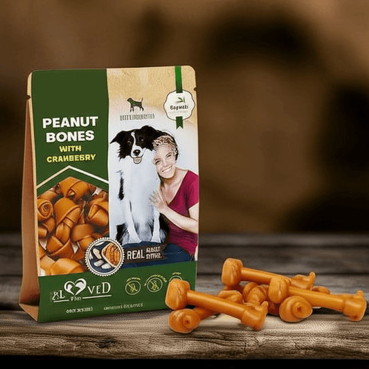 Dog Peanut Butter & Cranberry Bones – Rawhide - Free Chew Treats for Small & Large Dogs - Firstpetcentral