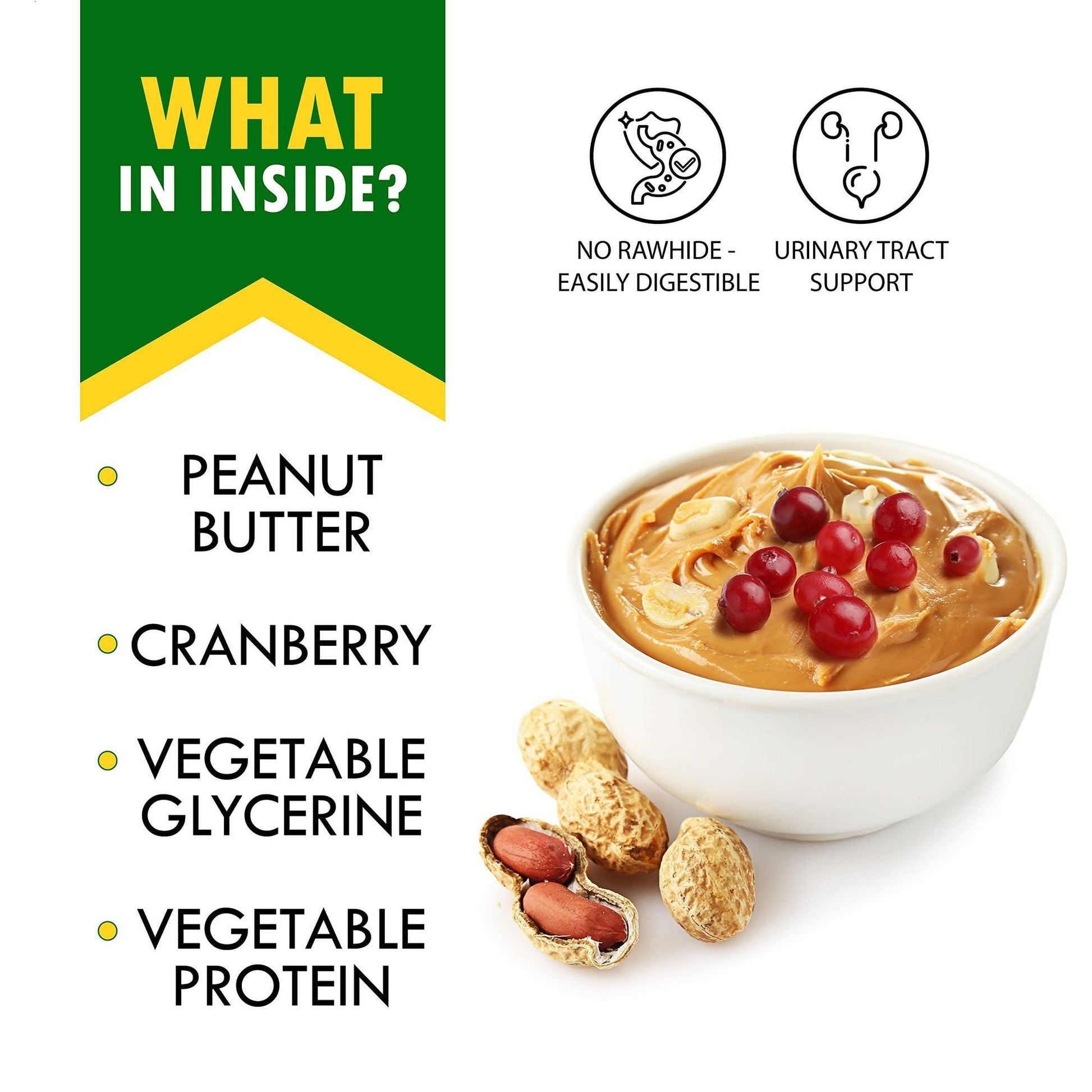 Dog Peanut Butter & Cranberry Bones – Rawhide - Free Chew Treats for Small & Large Dogs - Firstpetcentral