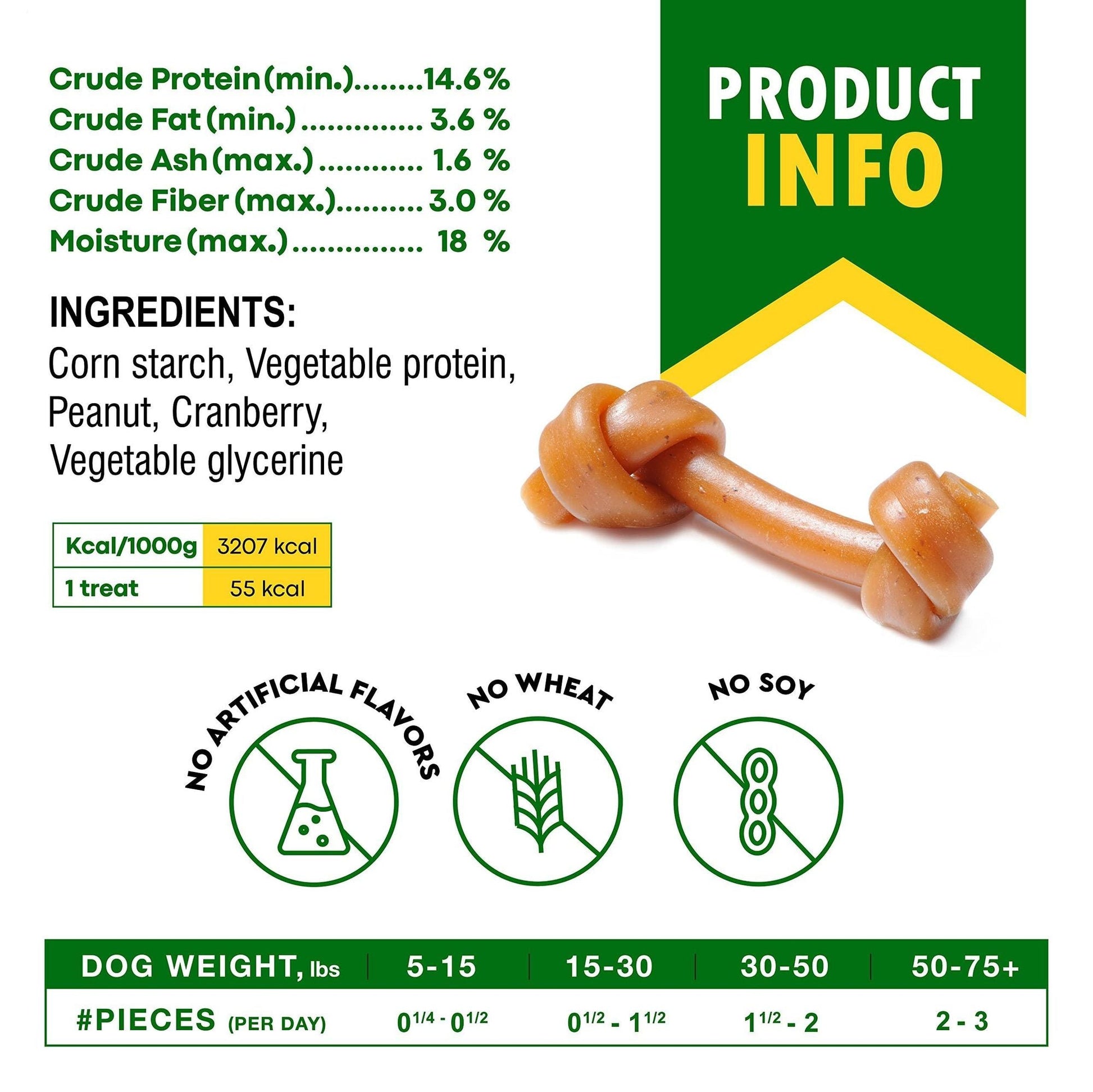 Dog Peanut Butter & Cranberry Bones – Rawhide - Free Chew Treats for Small & Large Dogs - Firstpetcentral