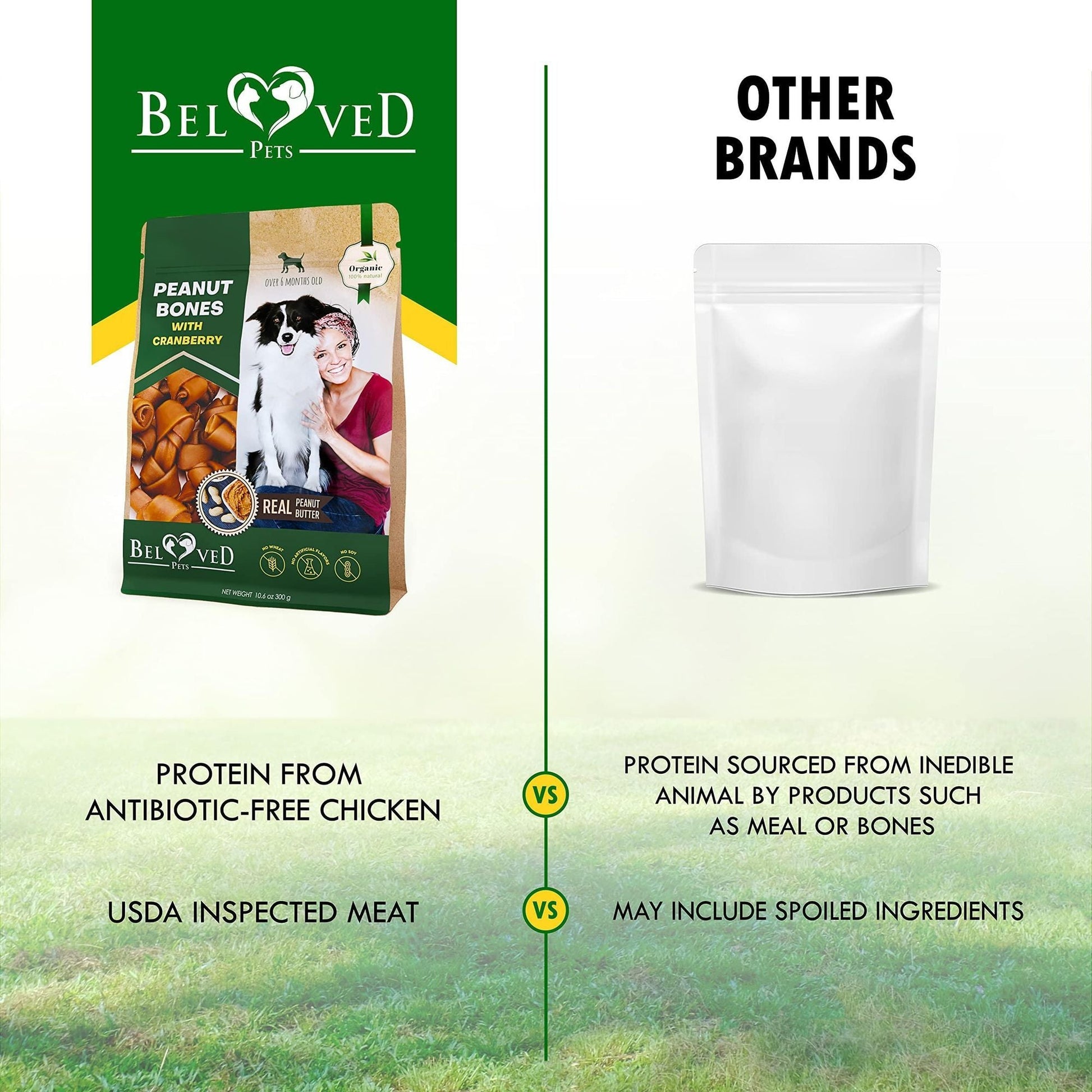 Dog Peanut Butter & Cranberry Bones – Rawhide - Free Chew Treats for Small & Large Dogs - Firstpetcentral