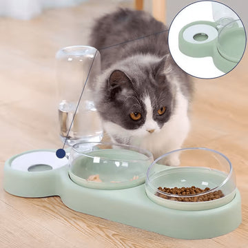 Double Cat & Dog Bowl with Automatic Water Dispenser – Anti - Spill Pet Feeding Station - Firstpetcentral
