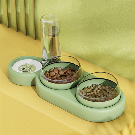 Double Cat & Dog Bowl with Automatic Water Dispenser – Anti - Spill Pet Feeding Station - Firstpetcentral