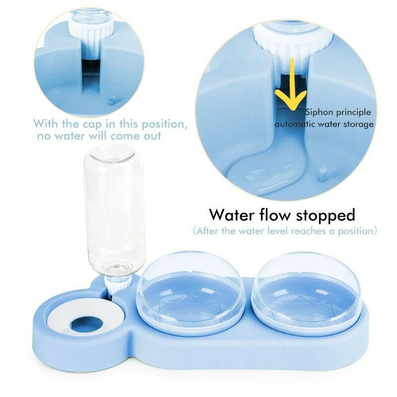 Double Cat & Dog Bowl with Automatic Water Dispenser – Anti - Spill Pet Feeding Station - Firstpetcentral