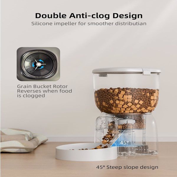 Smart Automatic Cat Feeder - WiFi Cat Food Dispenser with APP Control Up to 15 Portions((8g/Portion) 10 Meals Per Day, Dual Power Supply Pet Feeders for Cats/Dogs (4L/16.9 Cups).