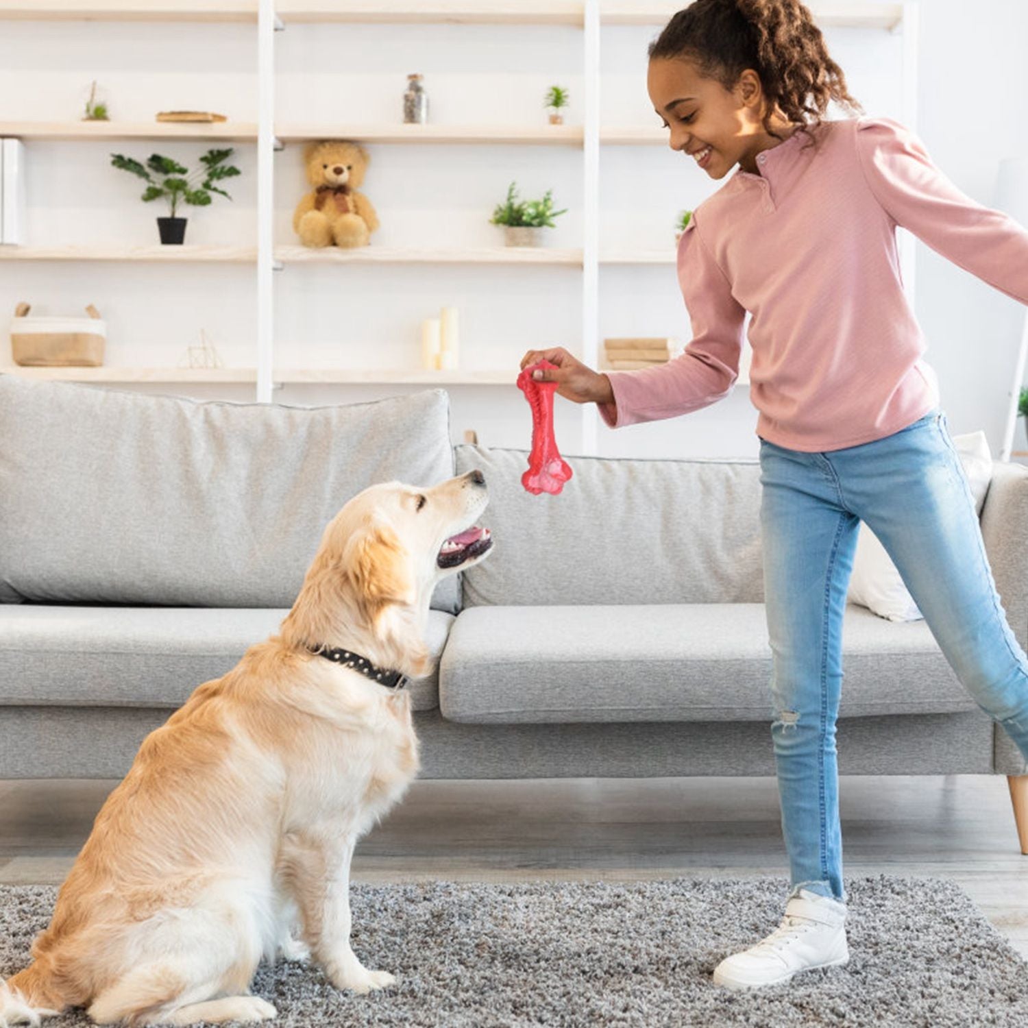 Dog Chew Toy Dog Teething Toy Dog Chew Bone with Beef Flavor Suitable for Aggressive Chewers Small Medium Large Dogs.