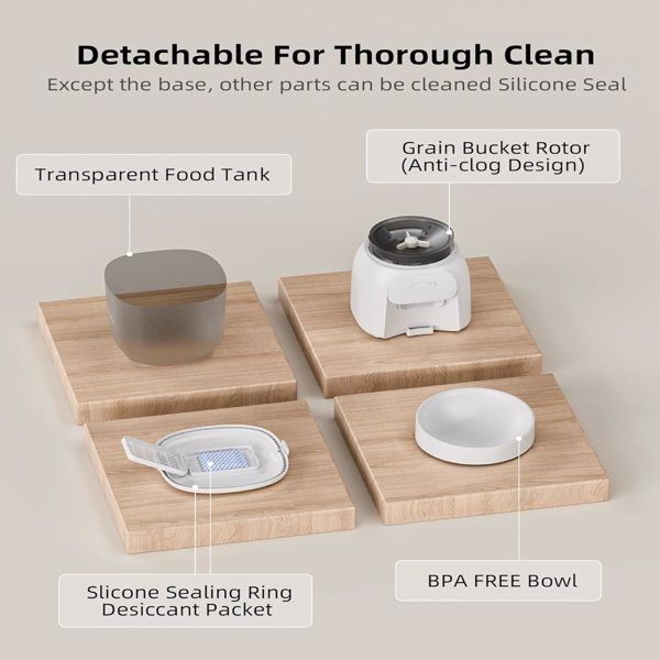 Smart Automatic Cat Feeder - WiFi Cat Food Dispenser with APP Control Up to 15 Portions((8g/Portion) 10 Meals Per Day, Dual Power Supply Pet Feeders for Cats/Dogs (4L/16.9 Cups).