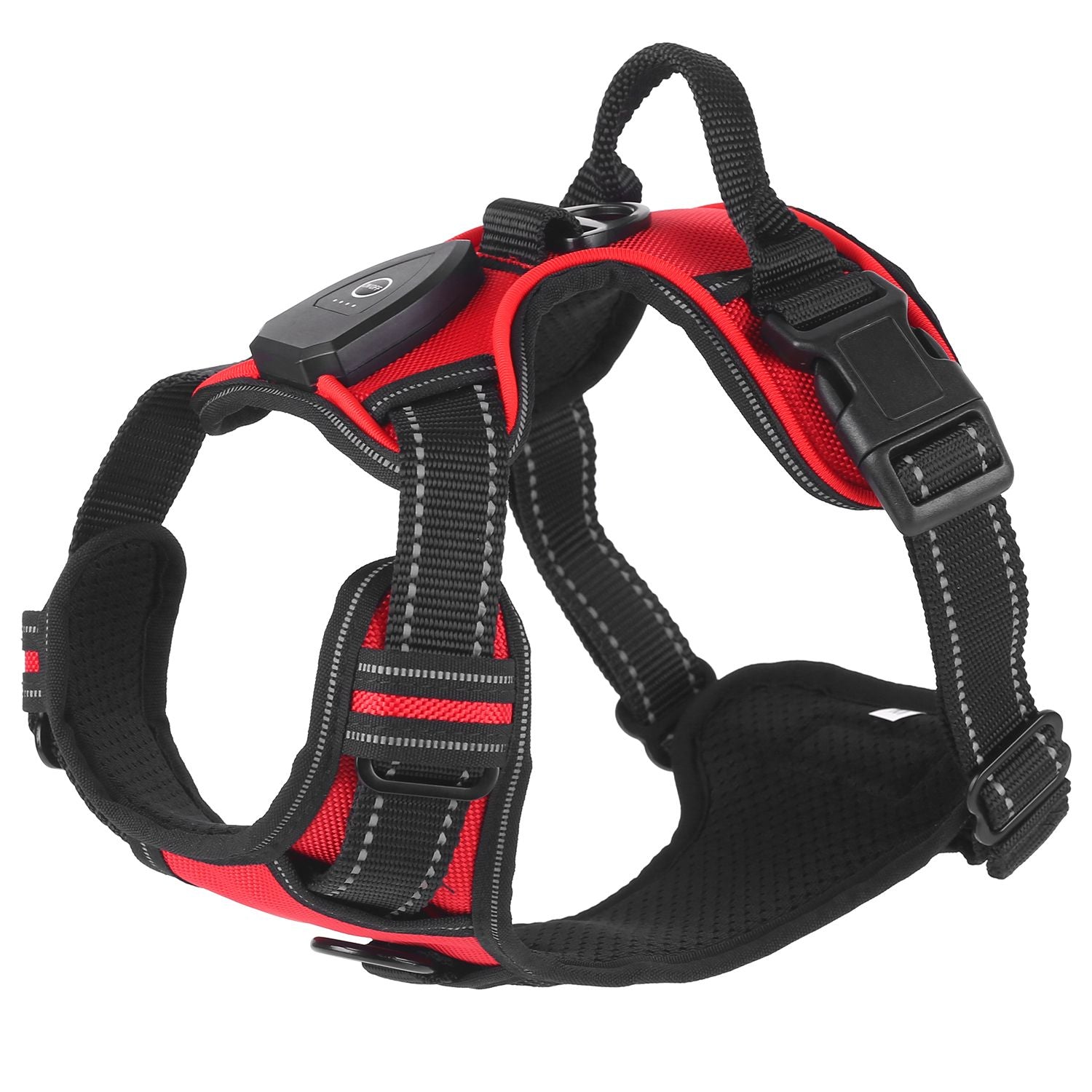 Light Up Dog Harness Rechargeable LED Dog Harness No Pull Lighted Dog Vest with Handle for Small/Medium/Large Dogs.