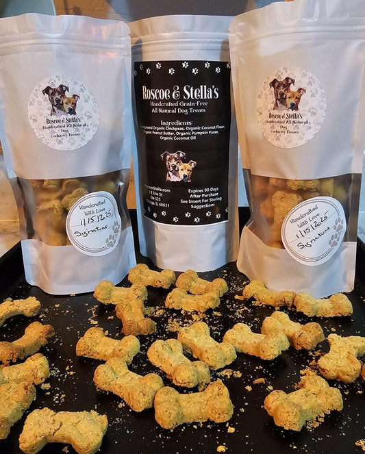 Roscoe & Stella's Gourmet Fruit Dog Treats.
